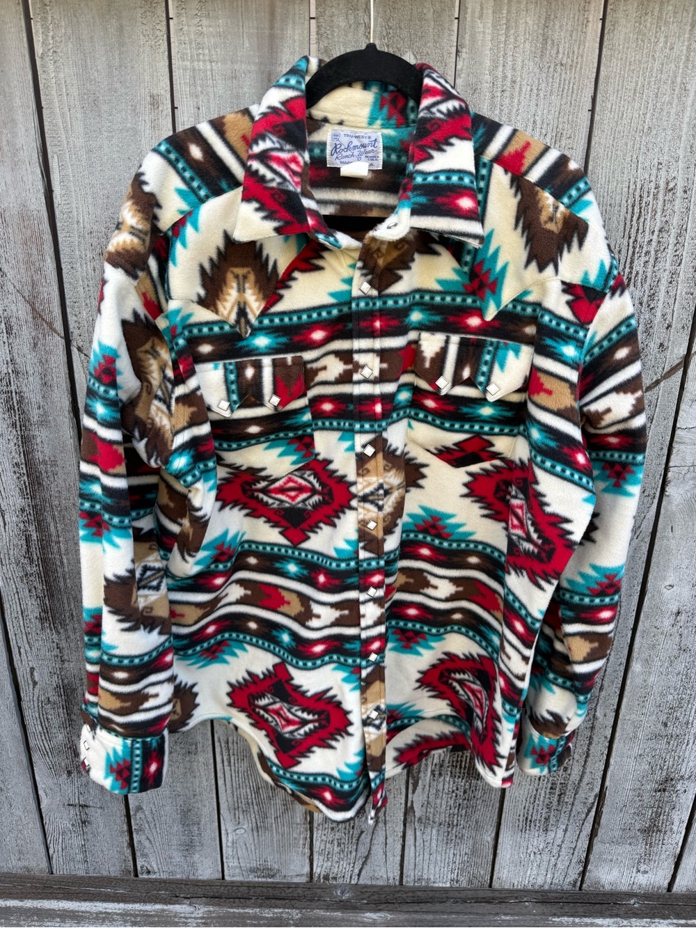 Rockmount Serape Fleece Shirt Shacket XL with snap buttons